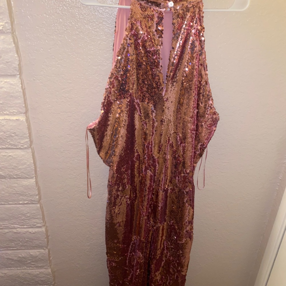 Pink sequin midi dress with slit size 3x - Picture 2 of 4